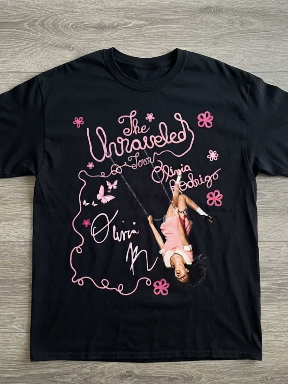 Gildan Black Tee with Pink Graphic Swing Design